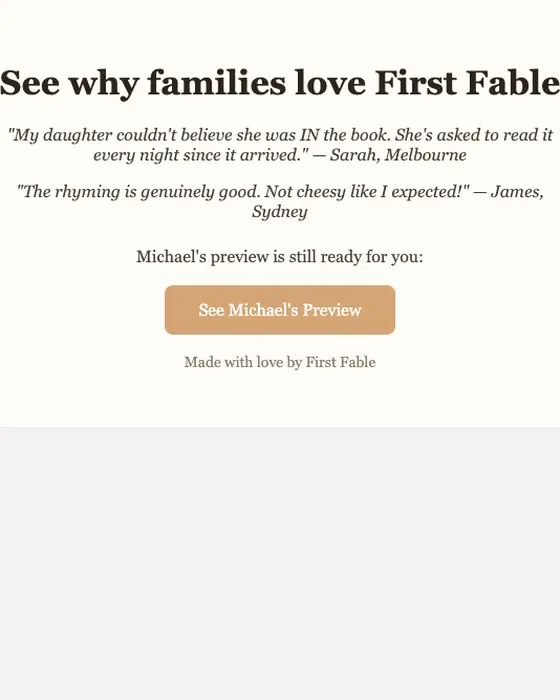 First Fable promotional email