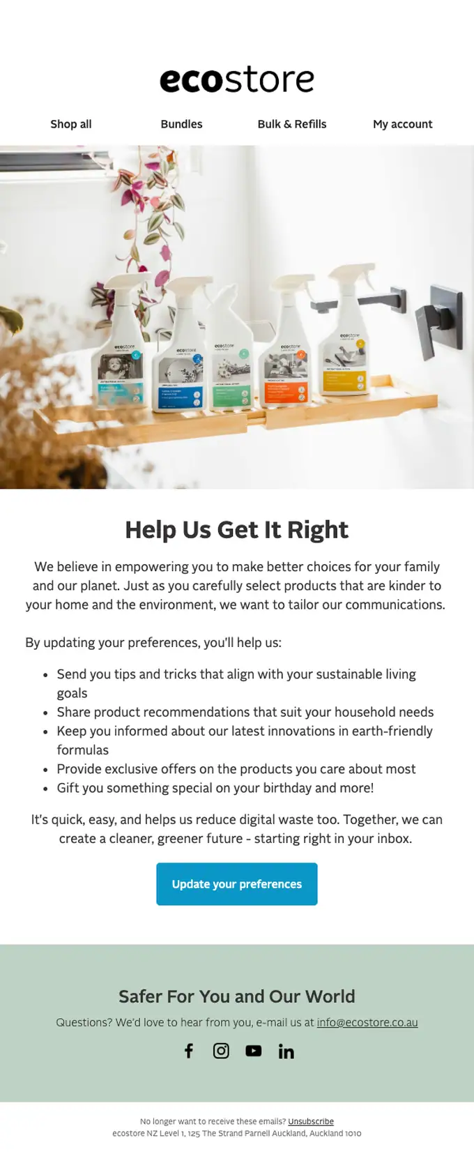 ecostore survey email, full length