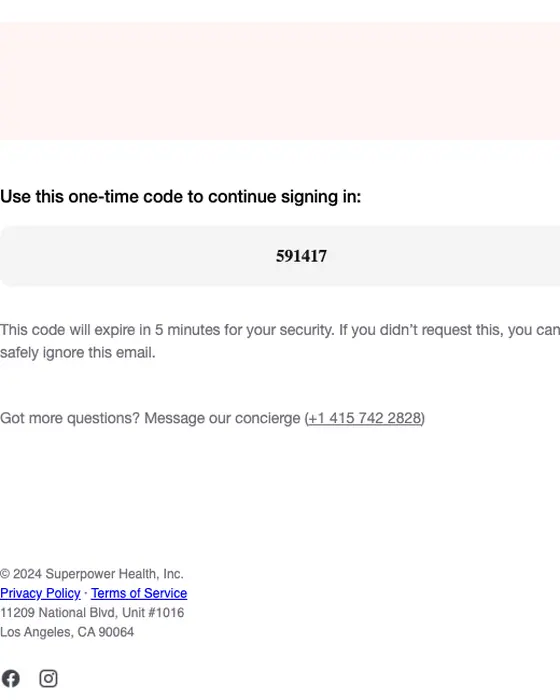 Superpower Health otp email