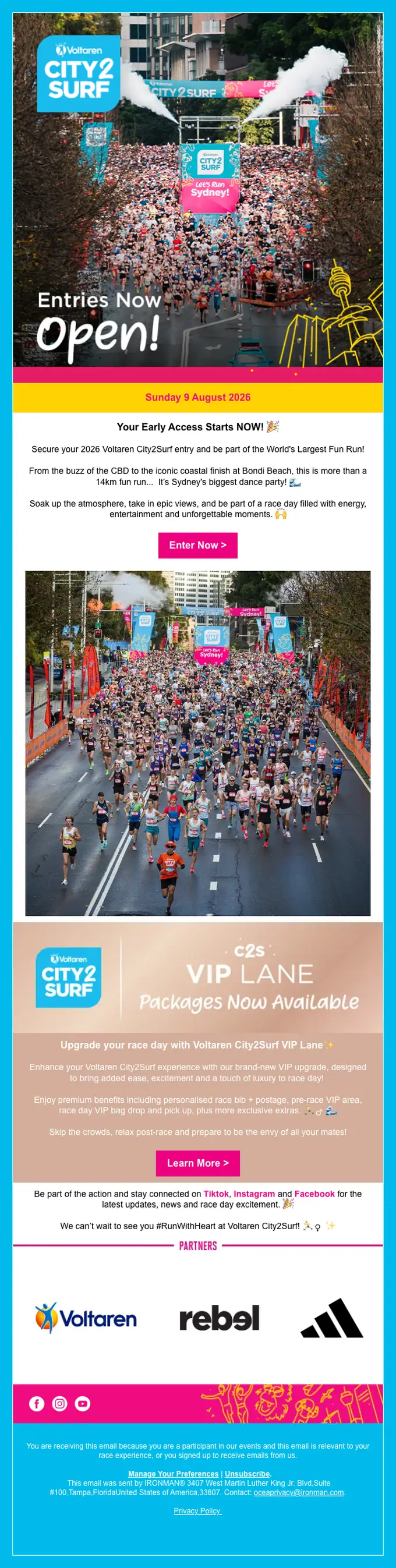 City2Surf event invite email, full length