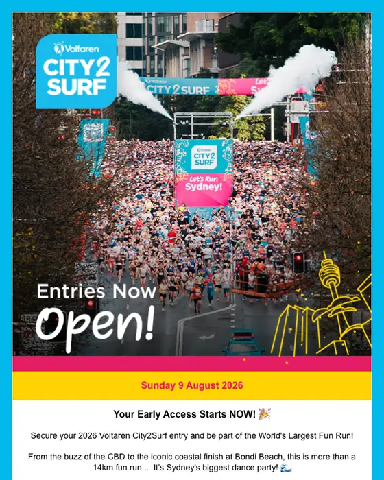 City2Surf event invite email