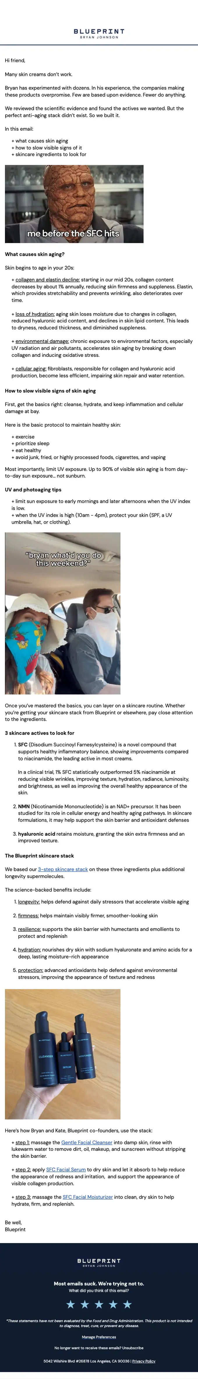 Blueprint newsletter email, full length