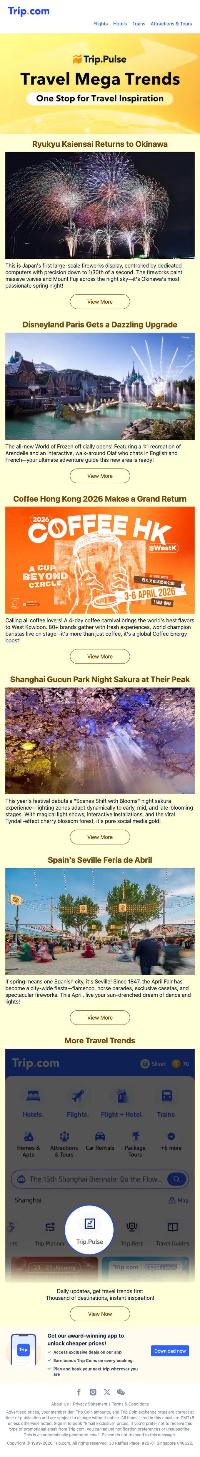 Trip.com promotional email, full length