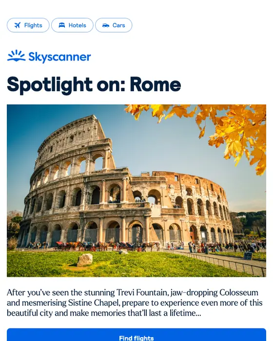 Skyscanner newsletter email