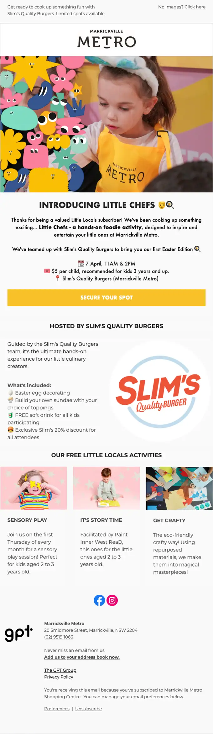 Marrickville Metro event invite email, full length