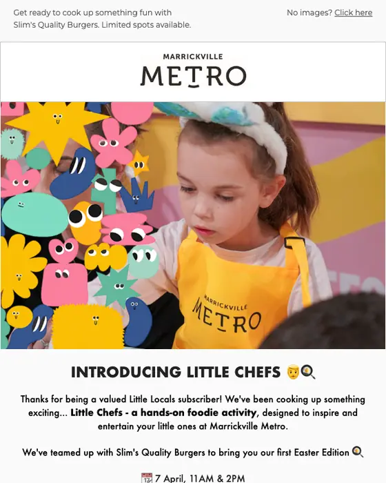 Marrickville Metro event invite email