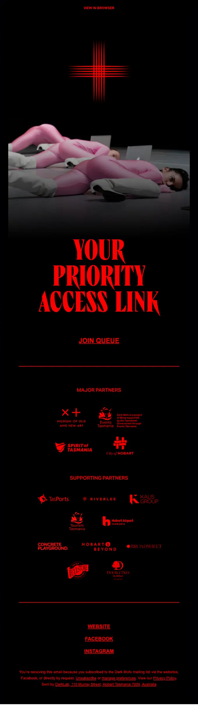 Dark Mofo event invite email, full length