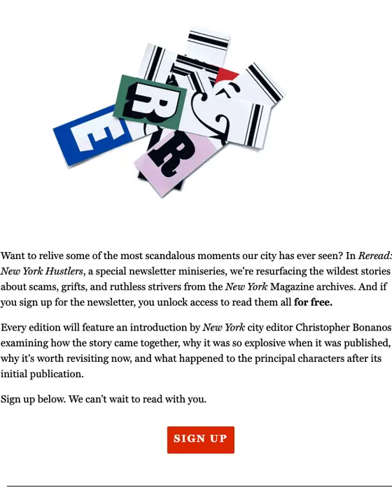 New York Magazine promotional email