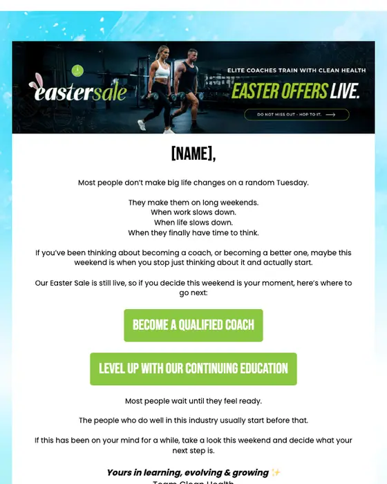 Clean Health promotional email