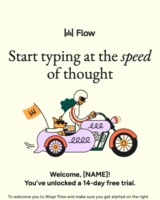 Wispr Flow welcome email