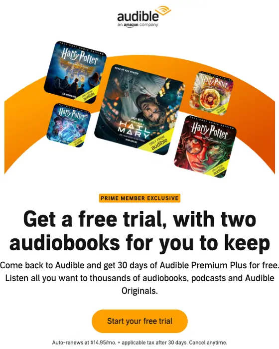 Audible.com promotional email