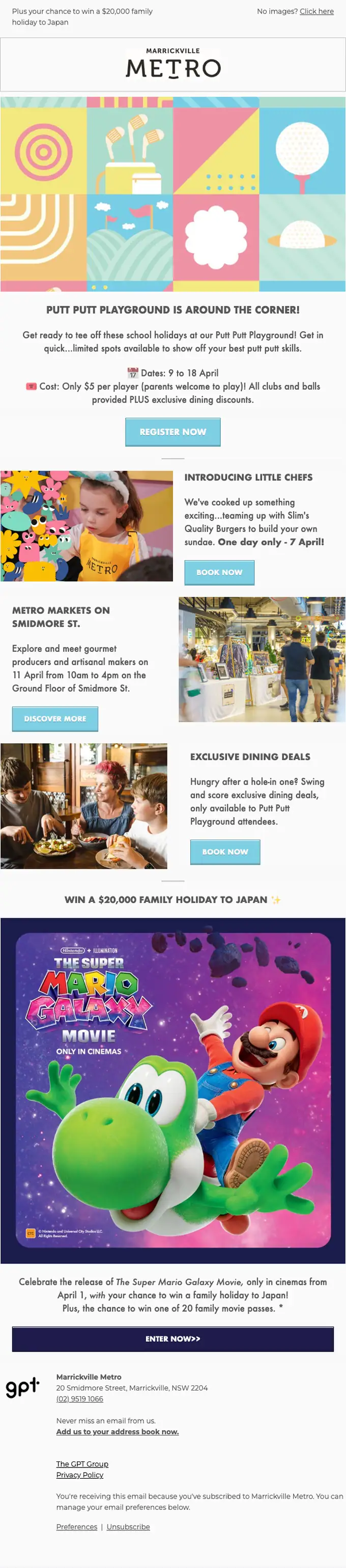 Marrickville Metro promotional email, full length