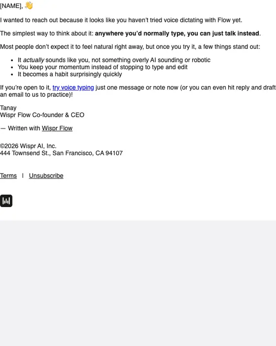 Wispr re engagement email