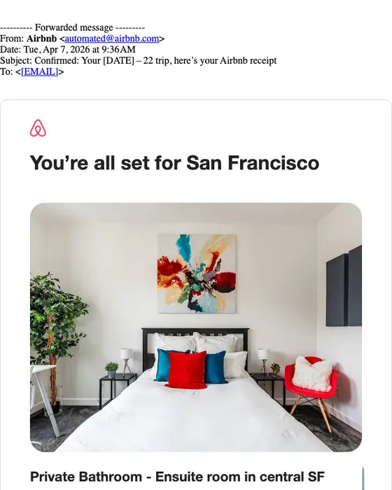 Airbnb receipt email