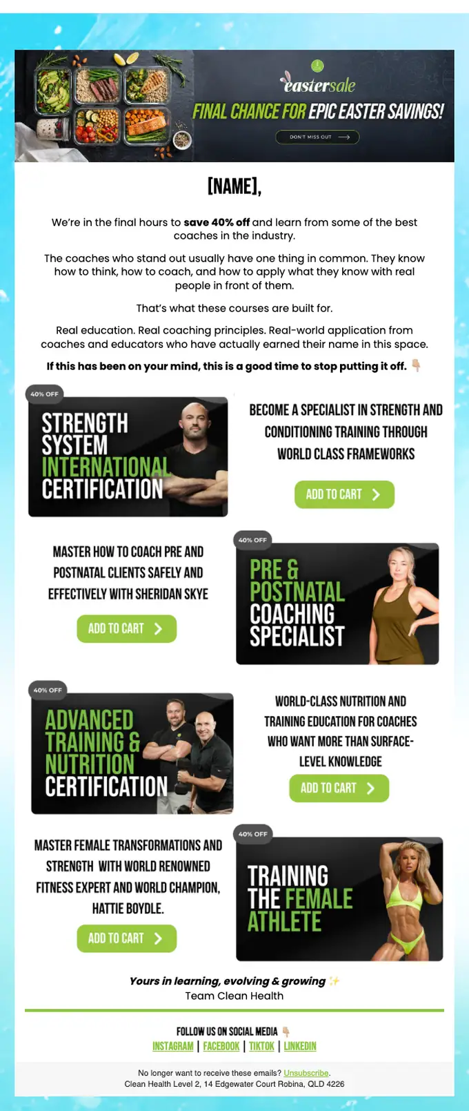 Clean Health promotional email, full length