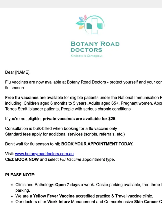 Botany Road Doctors email