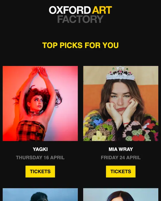 Oxford Art Factory promotional email