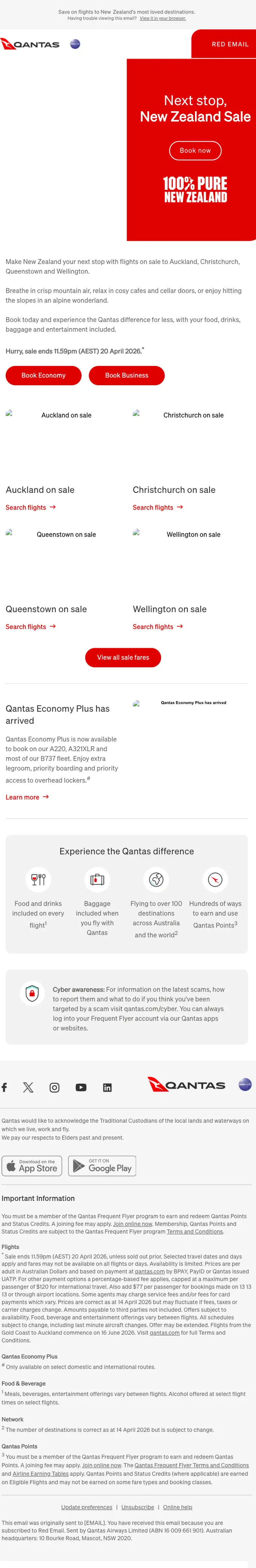 Qantas sale email, full length