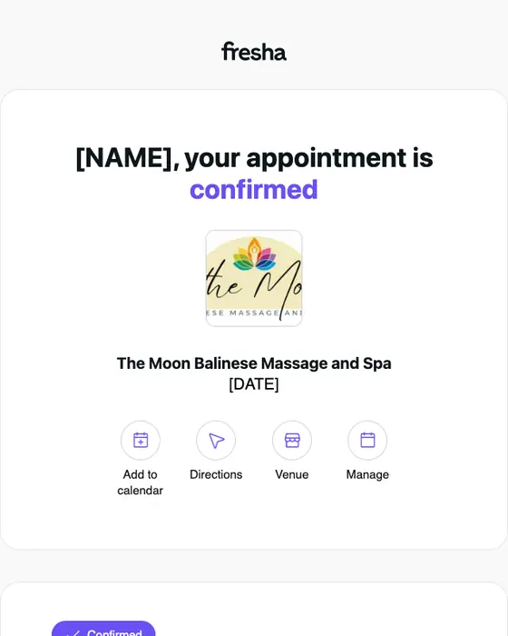 The Moon Balinese Massage and Spa appointment email
