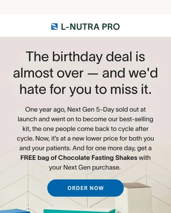 L-Nutra Professional promotional email