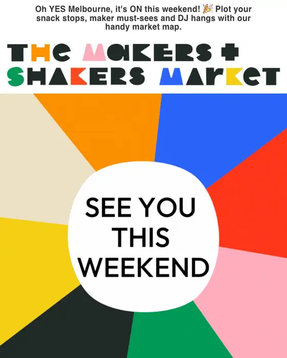 The Makers and Shakers Market event invite email
