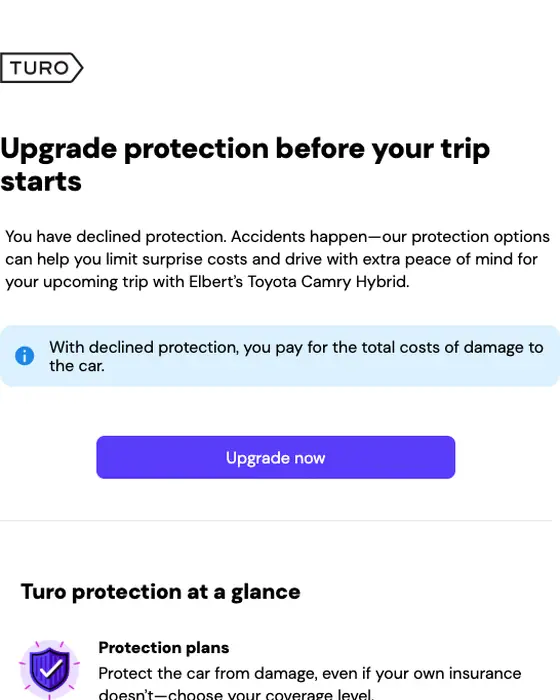Turo account notice email