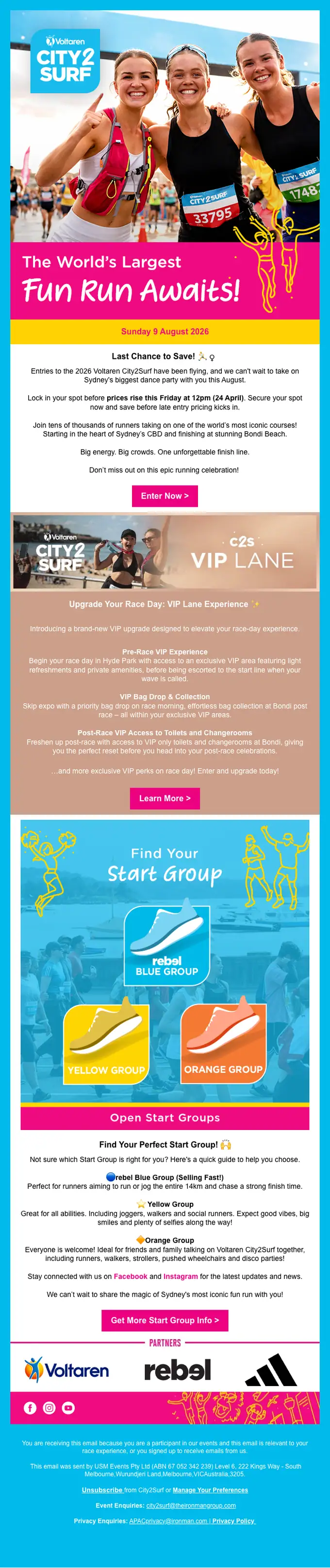 City2Surf promotional email, full length