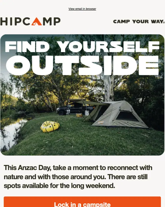 Hipcamp promotional email