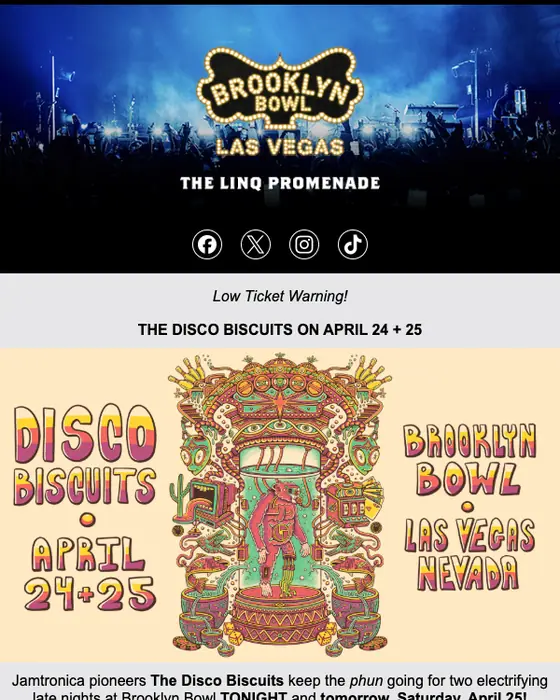 Brooklyn Bowl Las Vegas promotional email
