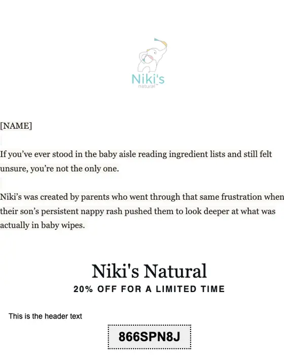 Niki's Natural email