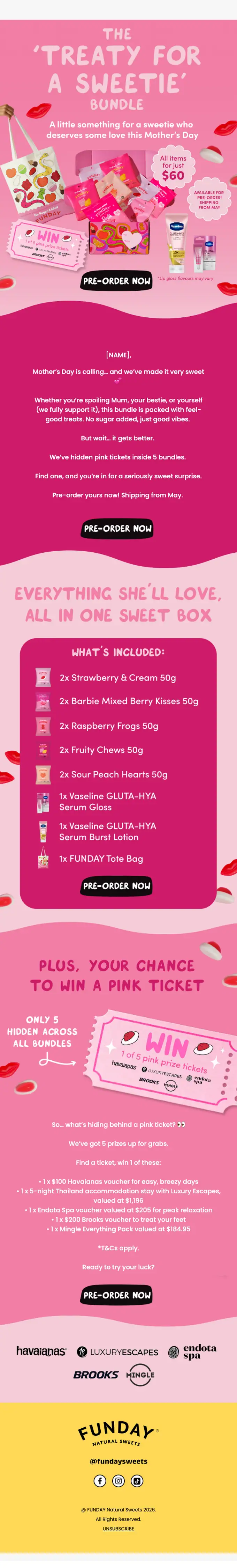 FUNDAY Natural Sweets seasonal email, full length