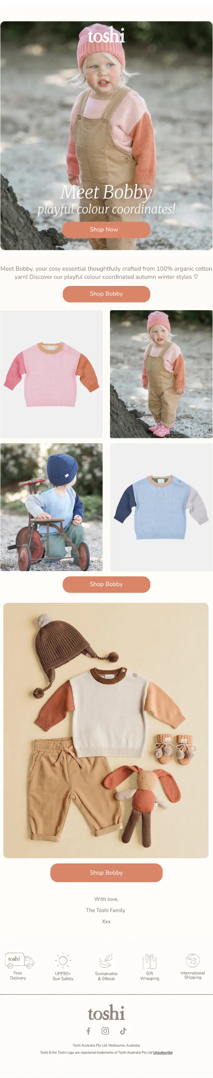 Toshi product launch email, full length