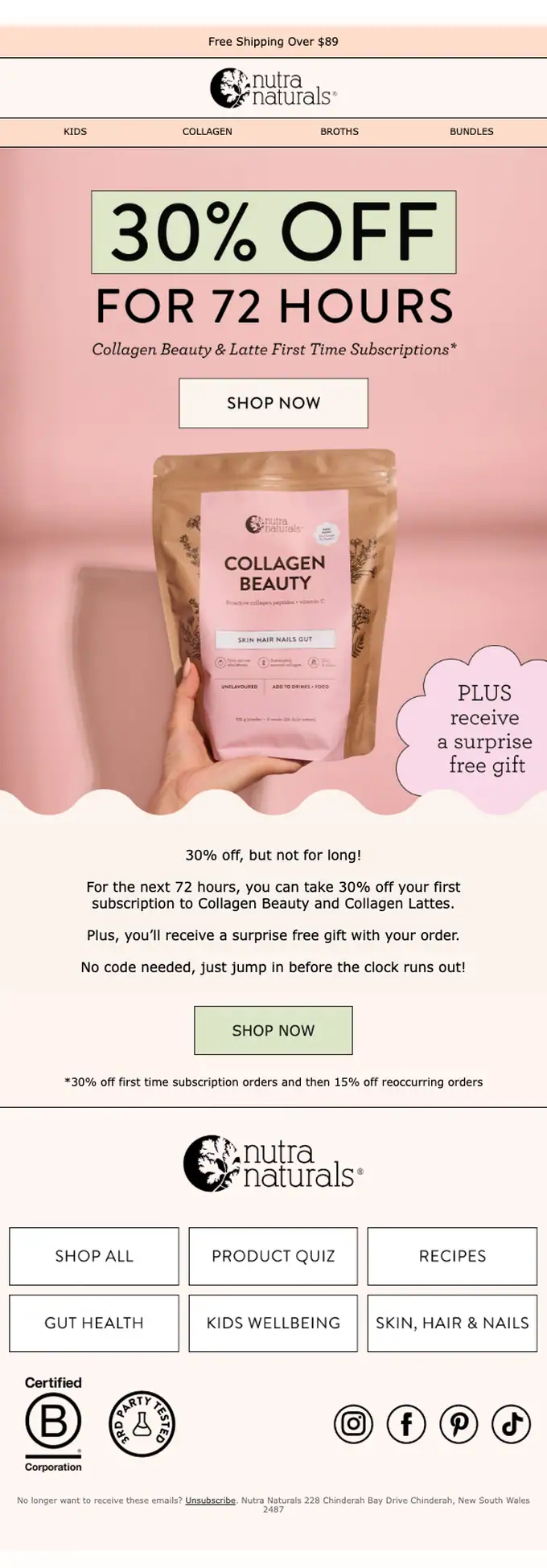 Nutra Naturals discount offer email, full length