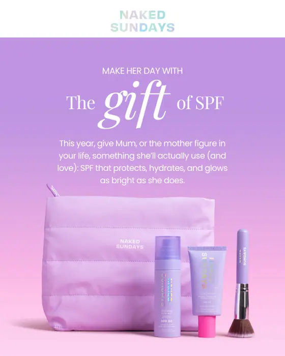 Naked Sundays promotional email