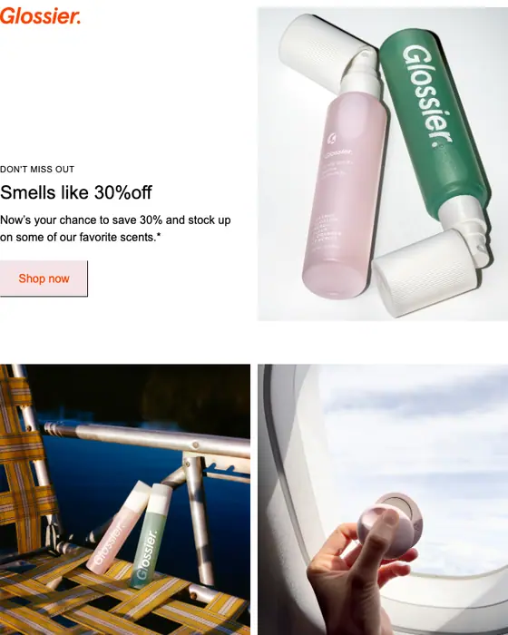 Glossier discount offer email