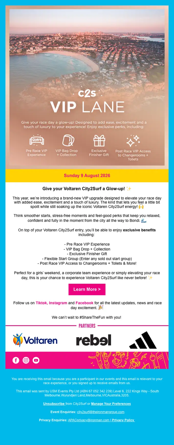 City2Surf promotional email, full length