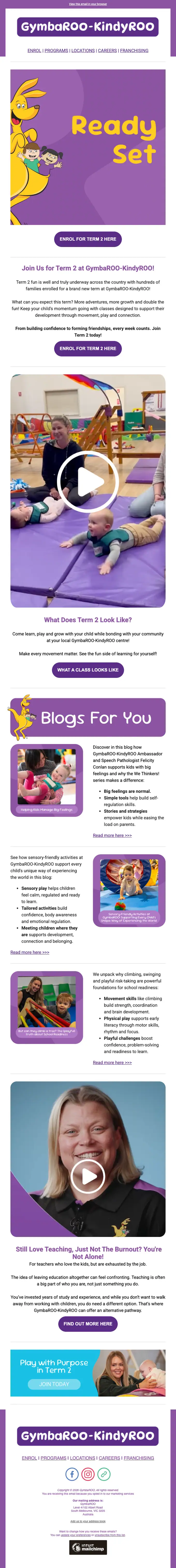 GymbaROO-KindyROO promotional email, full length