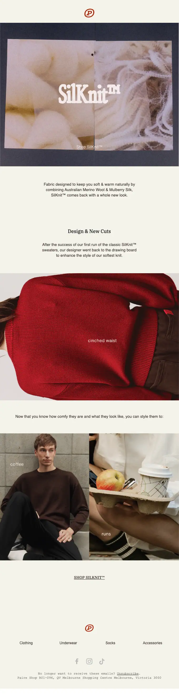 Paire product launch email, full length