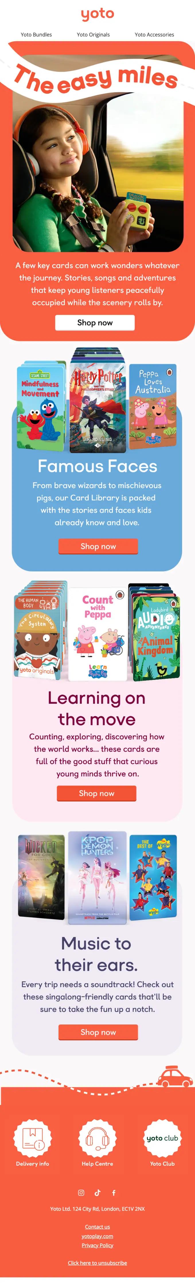 Yoto promotional email, full length