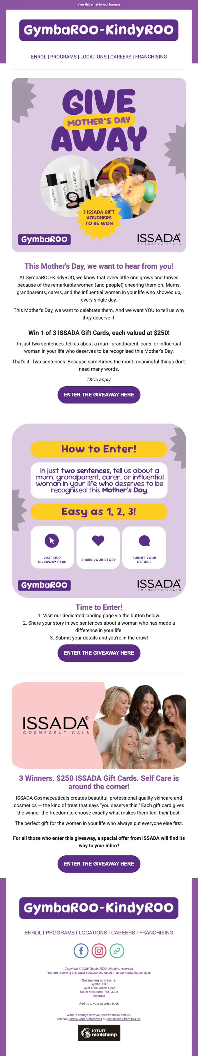 GymbaROO promotional email, full length
