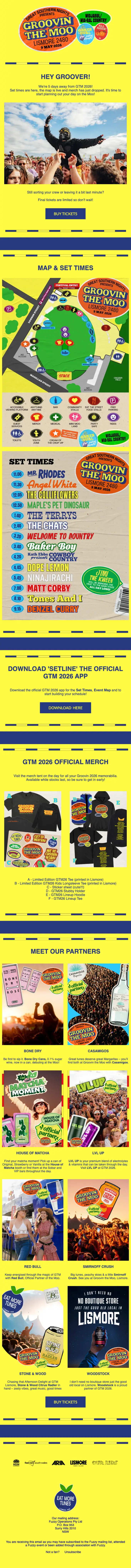 Groovin The Moo event invite email, full length