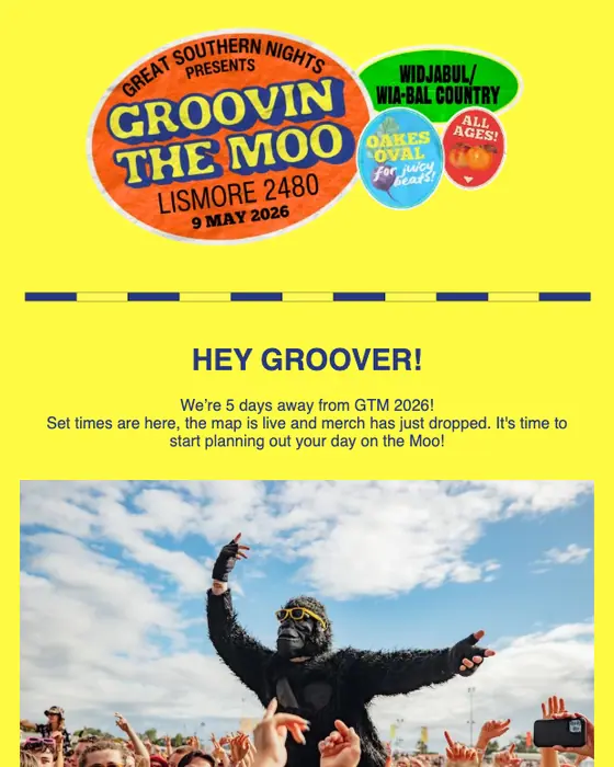 Groovin The Moo event invite email