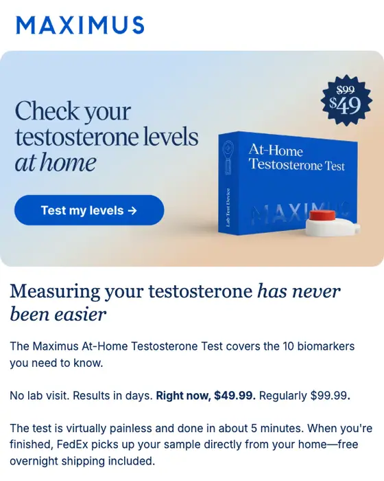 Maximus promotional email