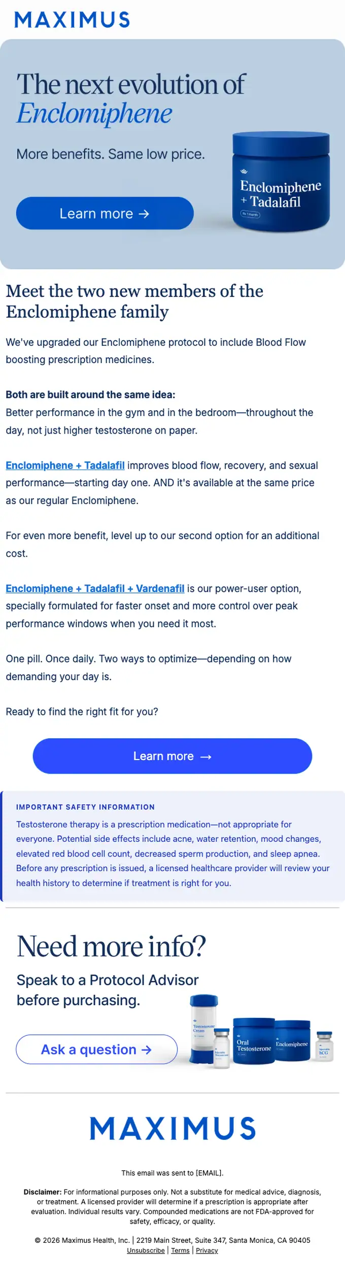 Maximus product launch email, full length