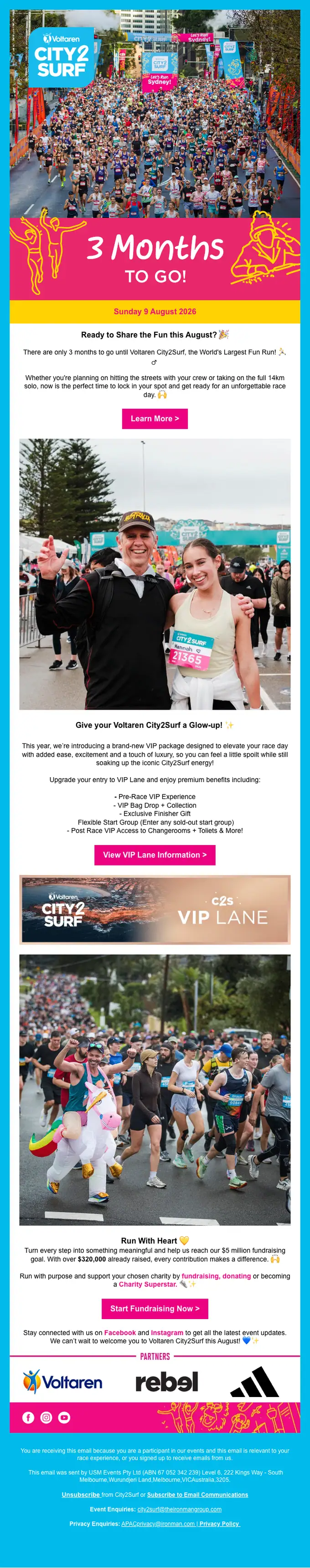 City2Surf event invite email, full length