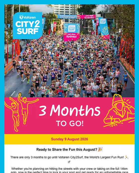 City2Surf event invite email