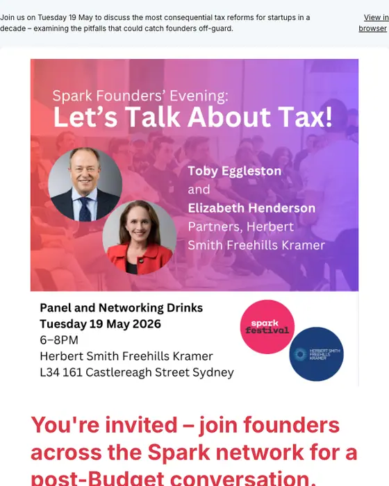Spark Festival event invite email