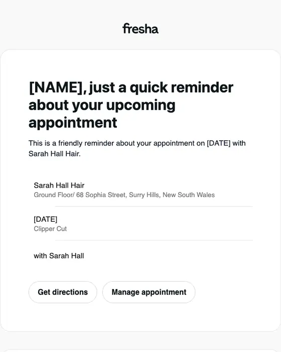 Sarah Hall Hair email