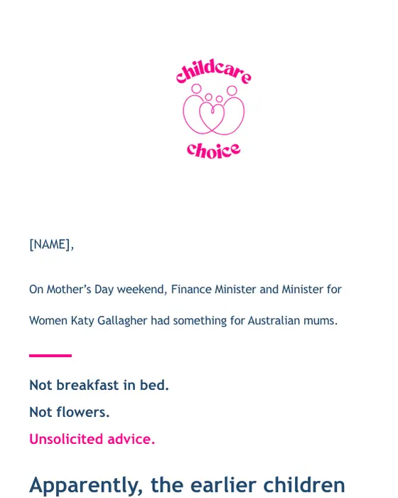 Childcare Choice newsletter email