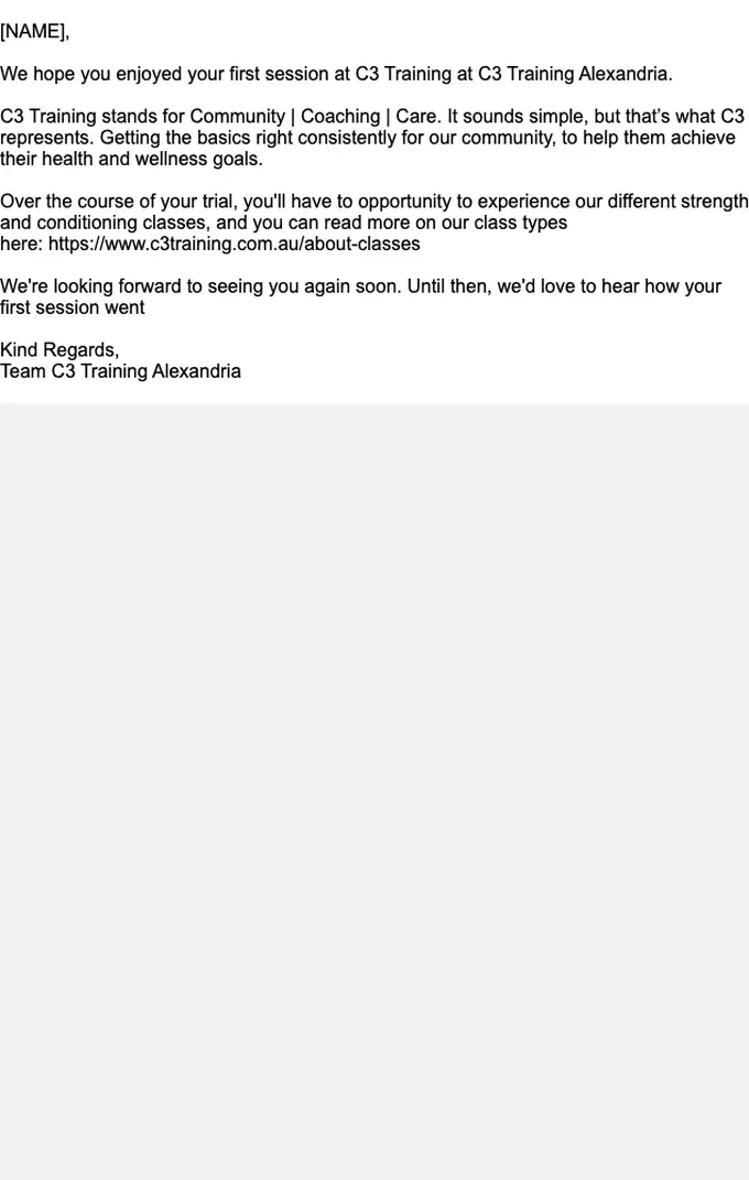 C3 Training Alexandria thank you email, full length